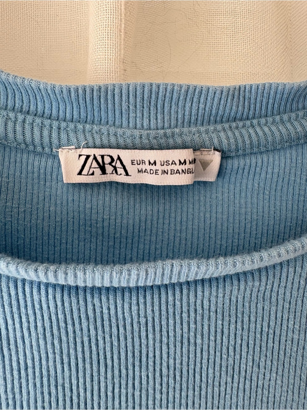 Zara Light Blue Ruffle Sleeve Tee - Picture 2 of 5